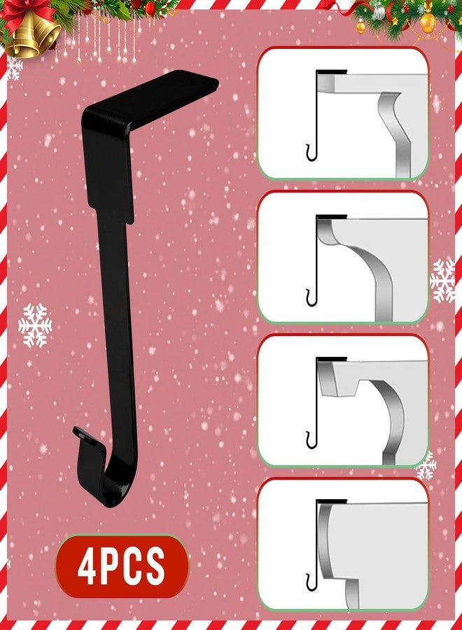 Zanzike Christmas Stocking Holders for Mantle, 4 Pack Black Stocking Hangers for Mantel, Non Slip Stocking Holders for Christmas Decorations, Hanging Mantel Hooks for Fireplace Staircases Wreath Garland Decor - Image 4